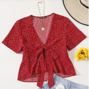 Tie Front Floral Peplum Top